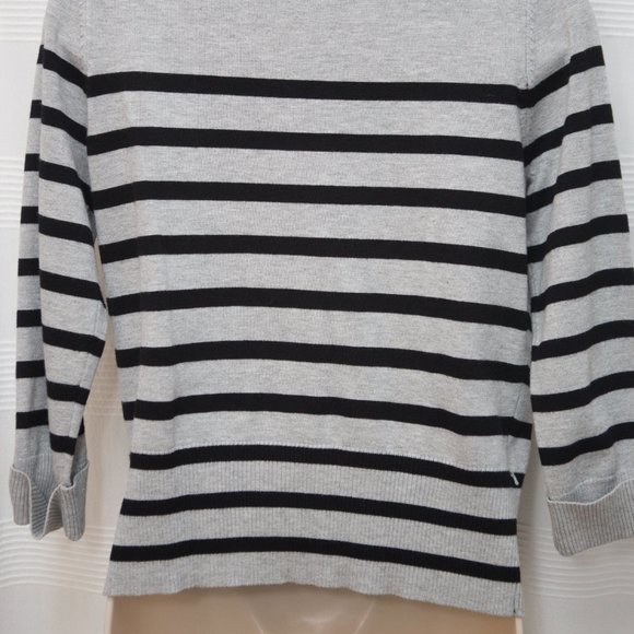 Gray/Black Striped Petite Cardigan with Rosettes - Picture 4 of 6